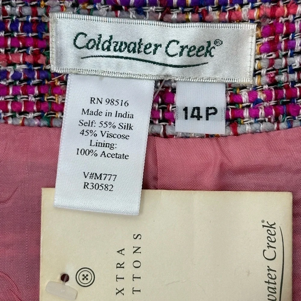 Vintage Coldwater‎ Creek Rainbow Weave Silk Blend Jewel Boucle Jacket Blazer 14P